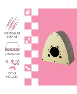 Koko 19" Modern Cardboard Triangle Cat Cave Scratcher with Catnip, Almond
