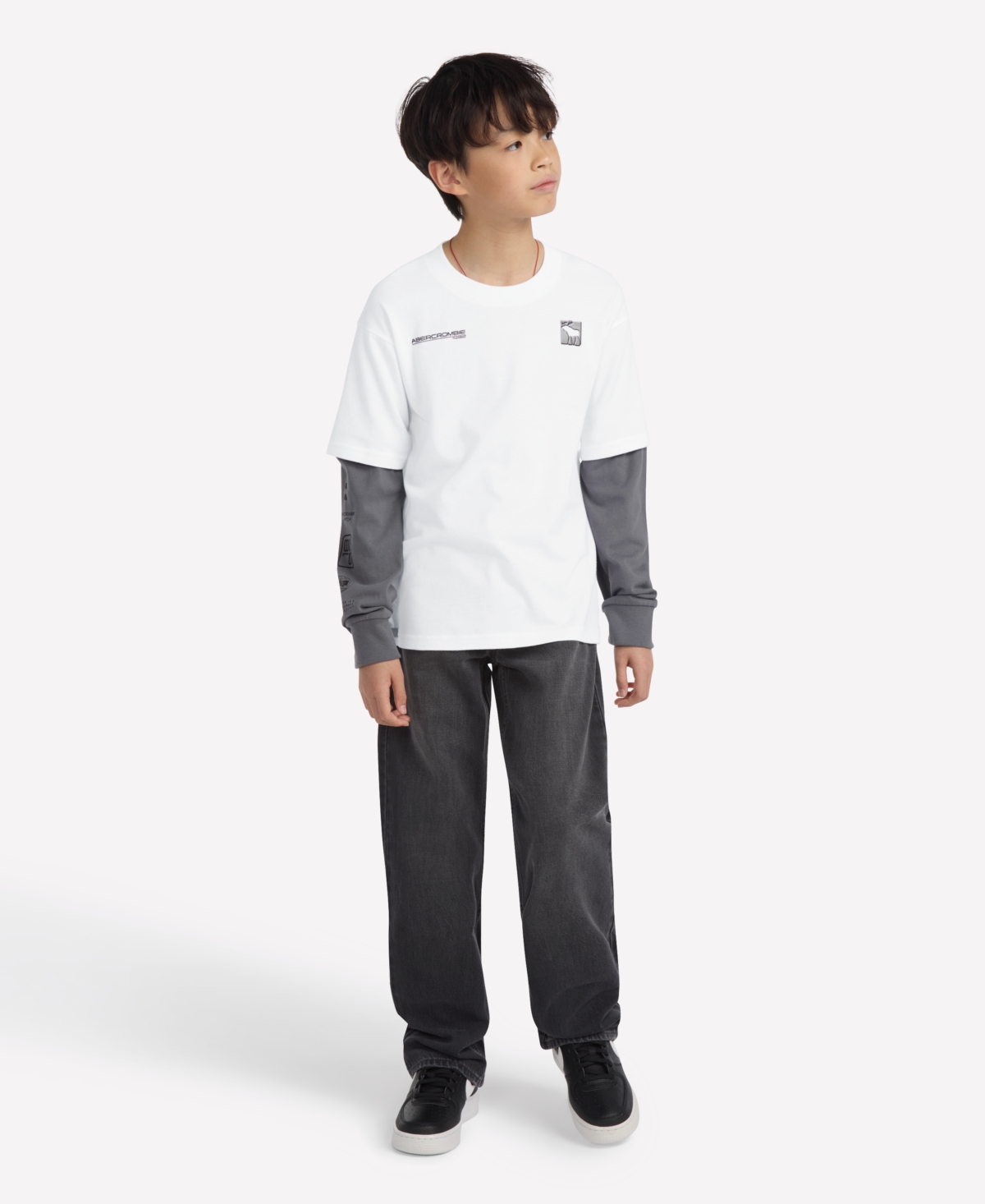Abercrombie Boys Racetrack T-shirt In White