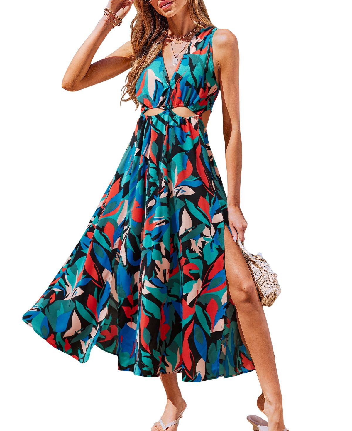 Women's Wait and See Tropical Maxi Beach Dress - Black