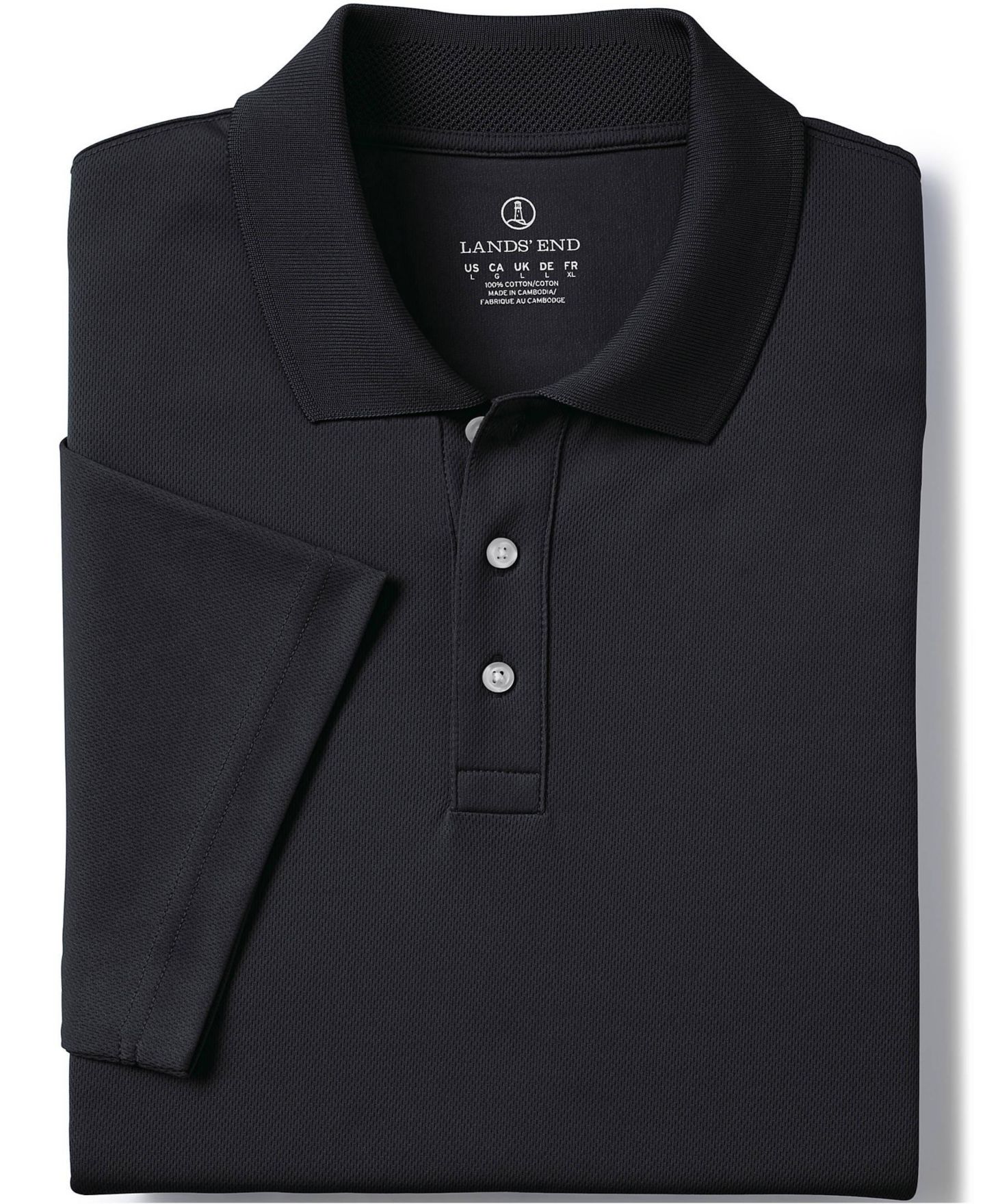 Мужское поло Lands' End Big & Tall Flagship Performance Short Sleeve Polo Shirt, цвет: Чёрный — фото 4
