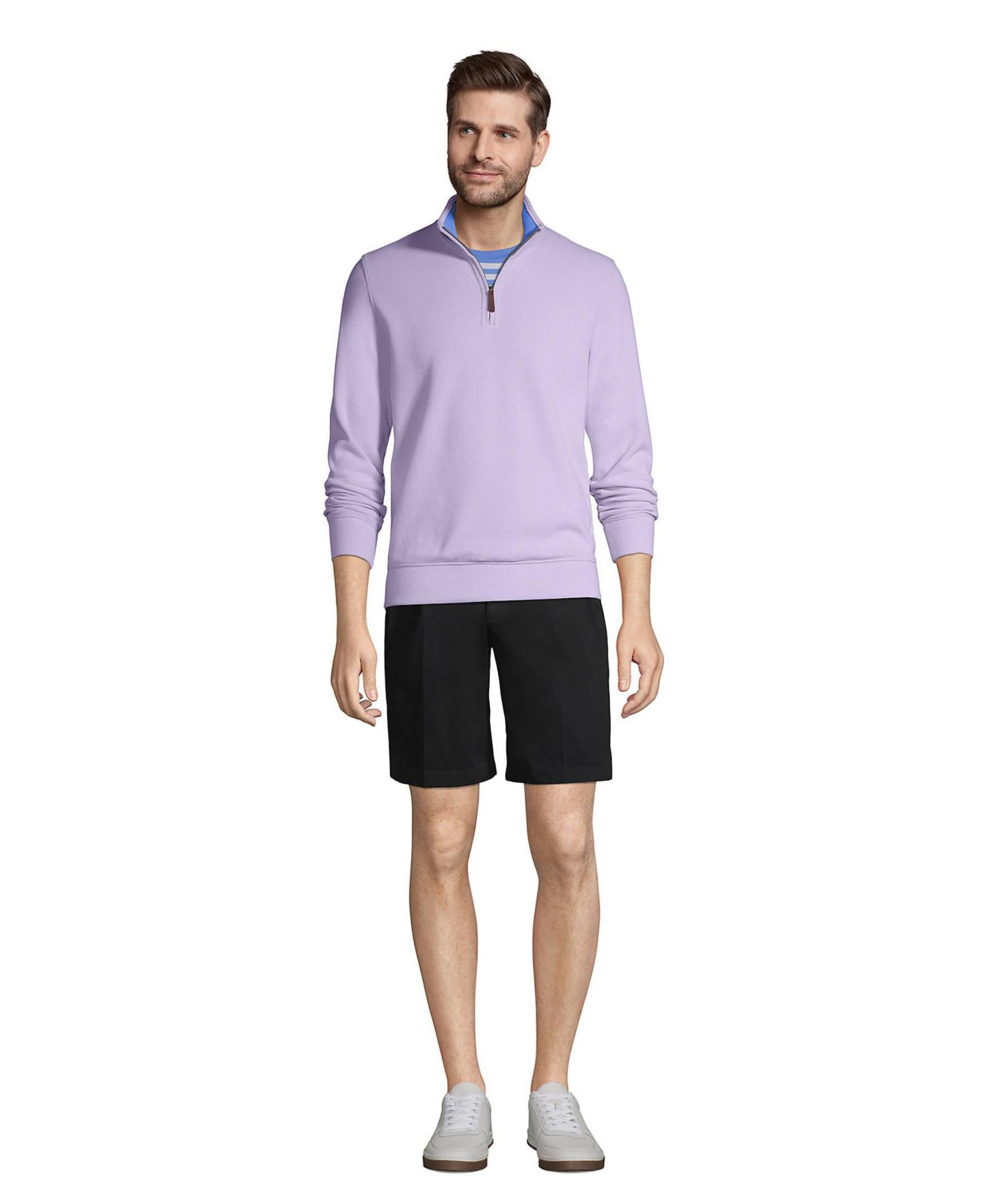 Мужские шорты Lands' End No Iron 9" Comfort Waist Pleated Front Chino Short, цвет: Чёрный — фото 4