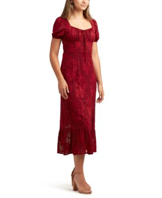 Juniors' Burnout Sweetheart-Neck Midi Dress