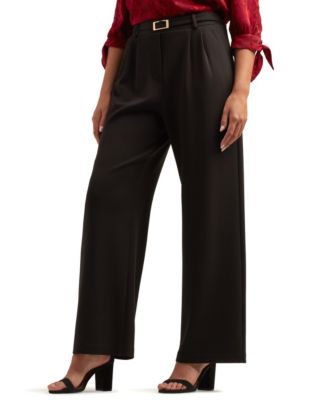 Juniors Lightweight High-Rise Wide-Leg Scuba Pants