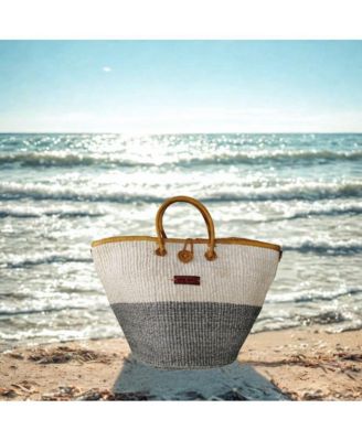 Ash and Ivory Wisdom Handmade Sisal Straw Basket Tote Bag