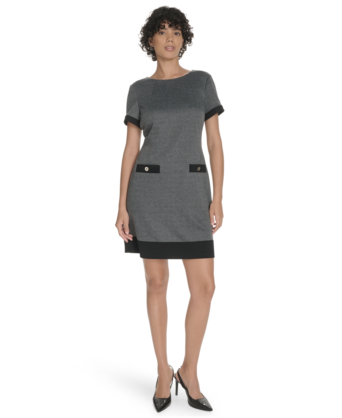 Tommy Hilfiger Women's Herringbone Crew Neck Dress In Multi