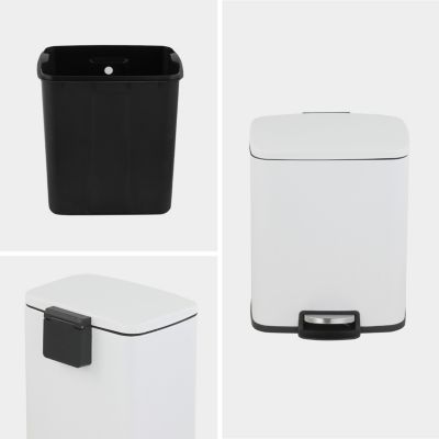 5.3 Gal./20 Liter Rectangular  Stainless-Steel-Made  Matt White step-on Trash Can for kitchen