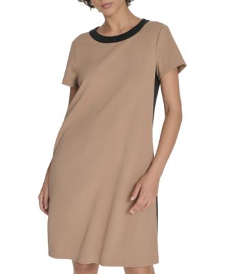 Women's Short-Sleeve Scuba Crepe Shift Dress