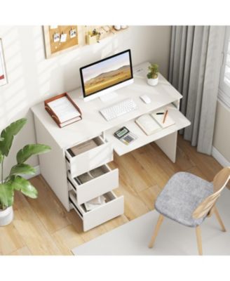 Computer Desk with Power Outlet Keyboard Tray and 3 Large Drawers