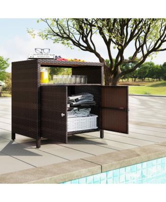 Wicker Outdoor Storage Cabinet, Rat Buffet Sideboard,