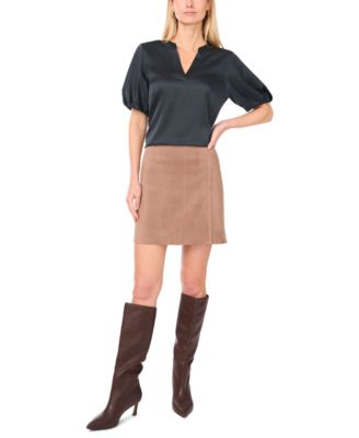 Women's V-Neck Puff-Sleeve Top