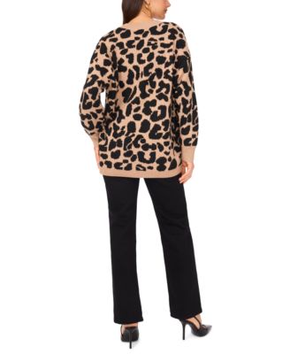 Women's Animal-Print Jacquard Cardigan Sweater