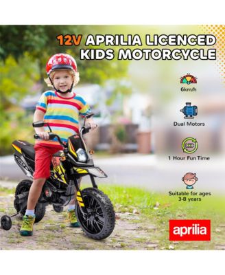 12V Aprilia Licenced Kids Motorcycle with Training Wheels,