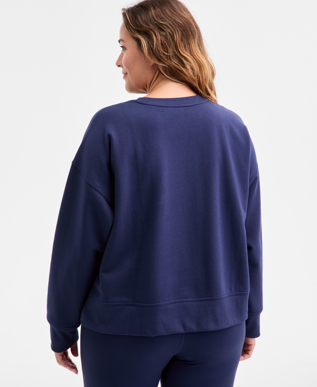 Id Ideology Plus Size Relaxed Crewneck Fleece Sweatshirt, Macy's Exclusive In Blue
