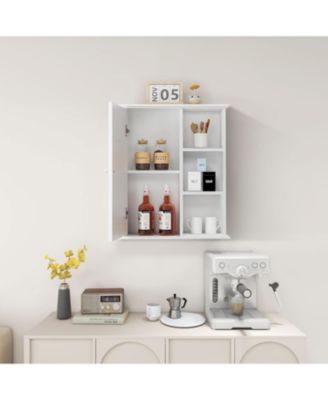 White Over-the-Bathroom Storage Cabinet - Wooden Wall Mounted Medicine Cabinet for Bathroom, Laundry Room & Kitchen