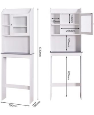 White Over Bathroom Storage Shelf, Space-Saving Bathroom Organizer with Adjustable Open Shelves