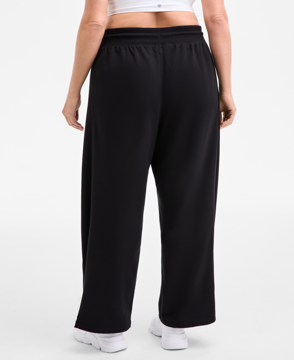 Id Ideology Plus Size Relaxed High-rise Fleece Pants, Macy's Exclusive In Black