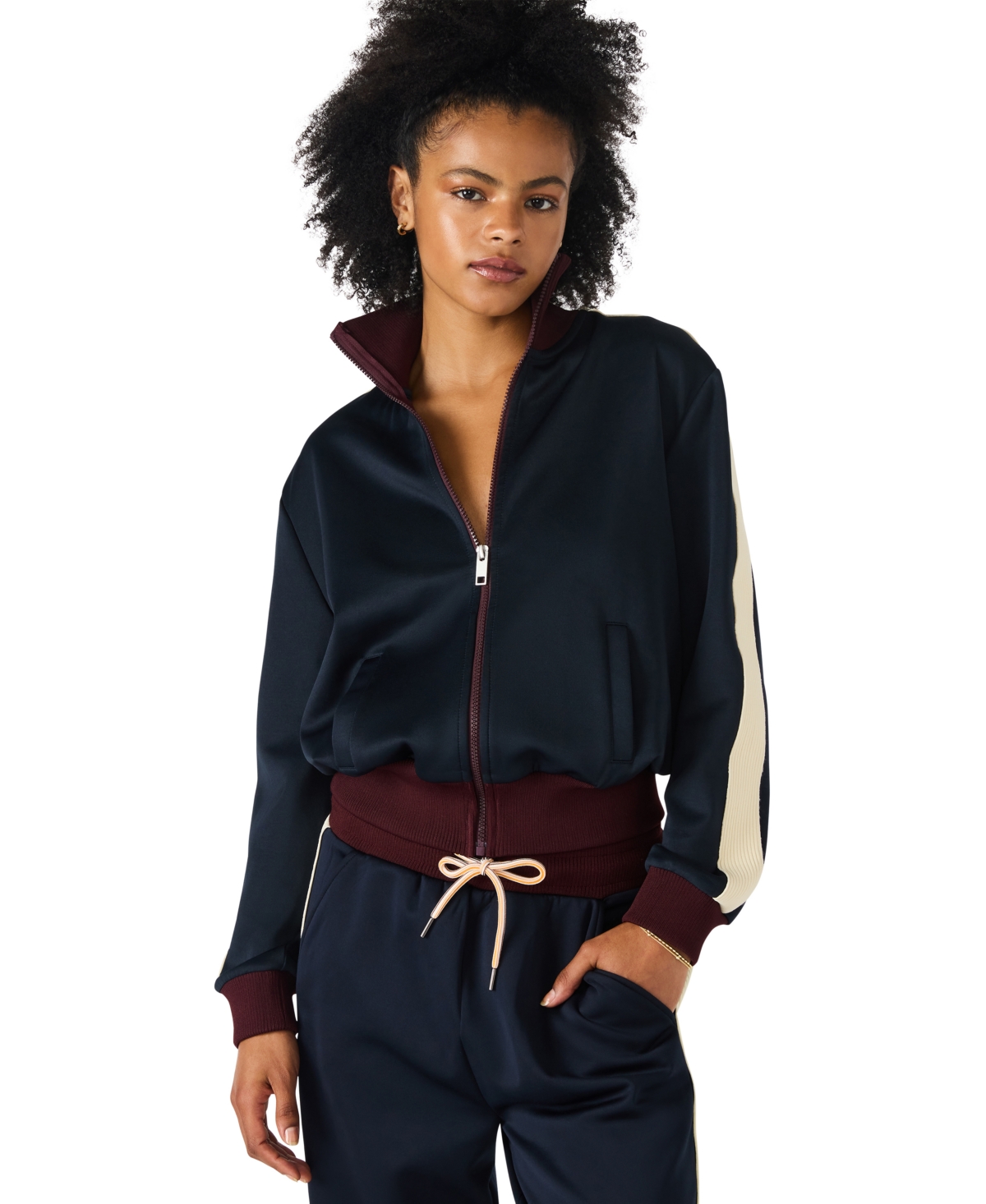 Steve Madden Daisy Colorblock Track Jacket In Blue