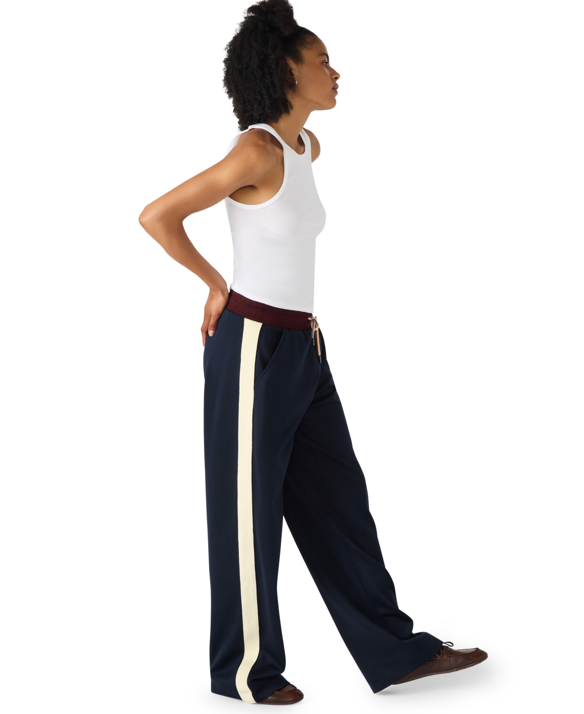 Steve Madden Daisy Side Stripe Wide Leg Pants In Blue