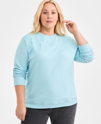 Style & Co - Plus Size Embroidered Crewneck Sweatshirt
