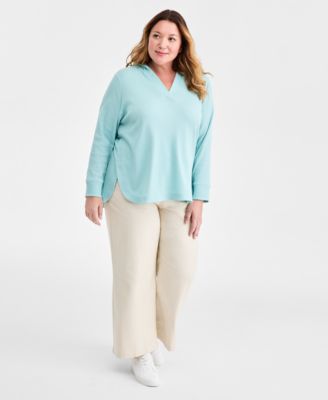 Plus Size Waffle-Knit Hooded Sweatshirt, Macy's Exclusive