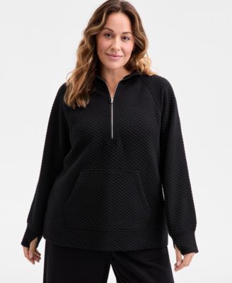 ID Ideology - Plus Size Relaxed Quilted Half-Zip Hoodie