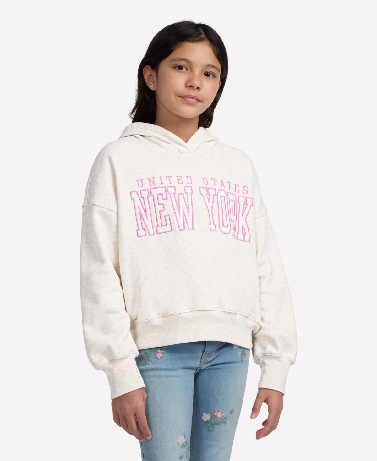 Abercrombie Girls New York Popover Sweatshirt In White