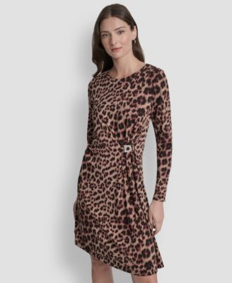 Women's Long Sleeve Jewel Neck Sheath Dress