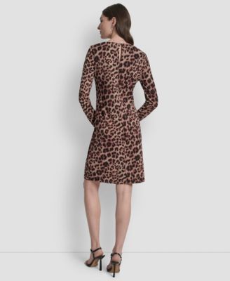 Women's Long Sleeve Jewel Neck Sheath Dress