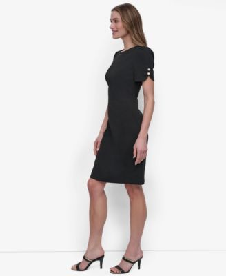Women's Short Sleeve Scuba Crepe Sheath Knee-length Dress
