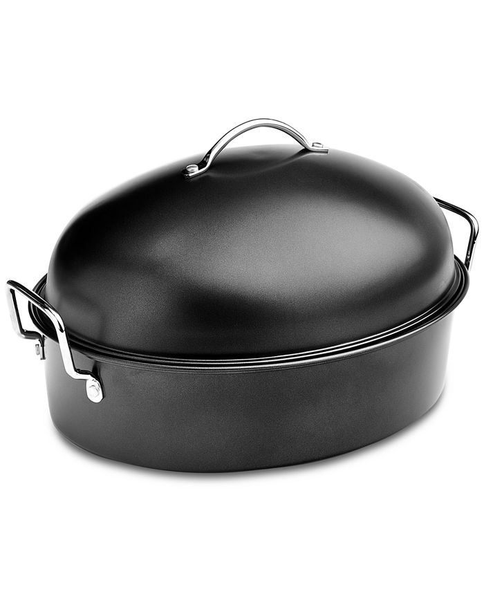 Carbon Steel Nonstick 9-Qt Covered Oval Roaster with Rack