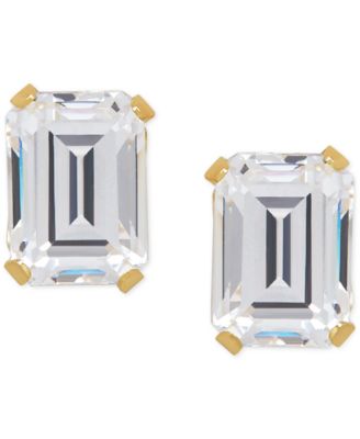 emerald cut cz stud earrings