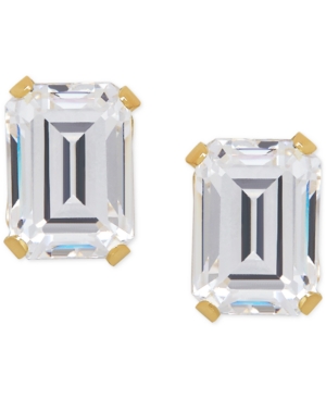 image of Cubic Zirconia Emerald-Cut Stud Earrings in 14k Gold