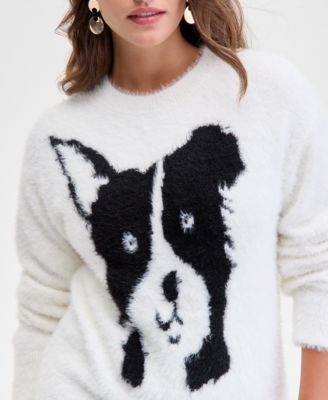 Women's Eyelash Dog Crewneck Sweater, Macy's Exclusive