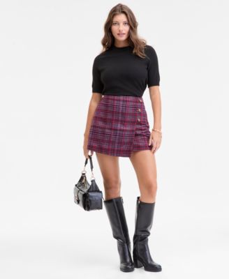 On 34th - Women's Plaid Wrap Mini Skirt