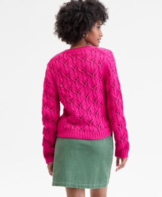 Women's Open-Stitch Crewneck Sweater, Macy's Exclusive