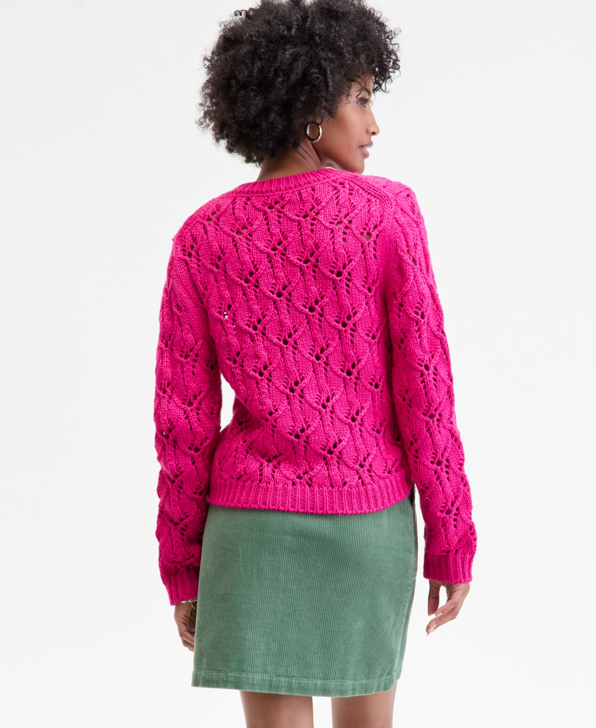 On 34th Women's Open-stitch Crewneck Sweater, Macy's Exclusive In Pink