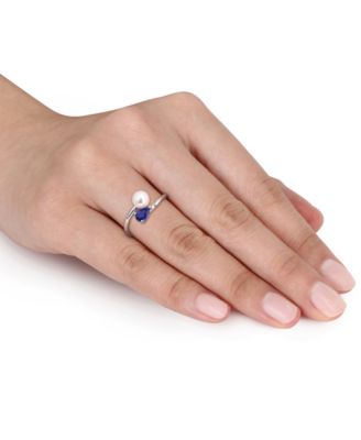 Cultured Freshwater Pearl & Garnet Ring (1/2 ct. t.w.) in 18k Gold-Plated Sterling Silver