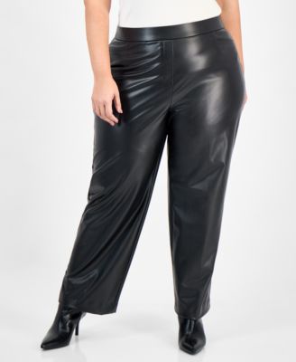 Plus Size High Rise Faux Leather Pants
