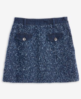 Women's Denim-Trim Tweed Mini Skirt, Macy's Exclusive