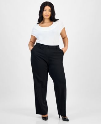 Kasper - Plus Size High Rise Straight Leg Pants
