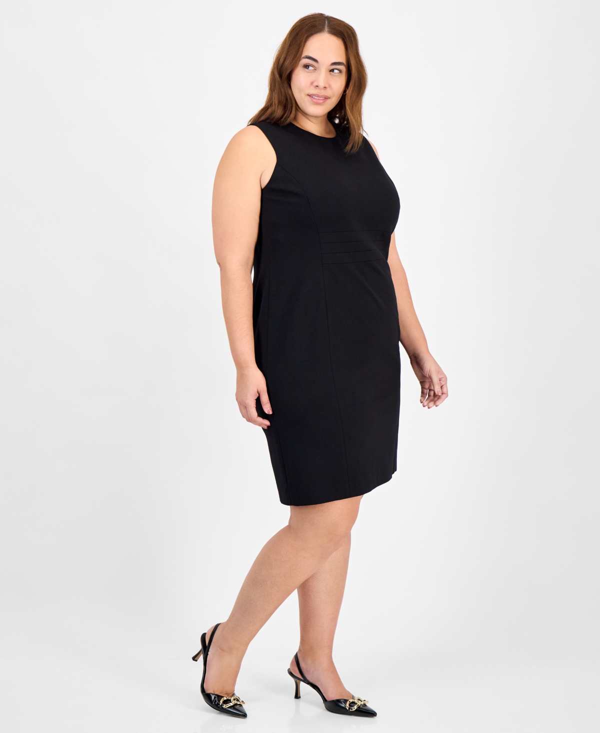 Kasper Plus Crewneck Sleeveless Sheath Dress
