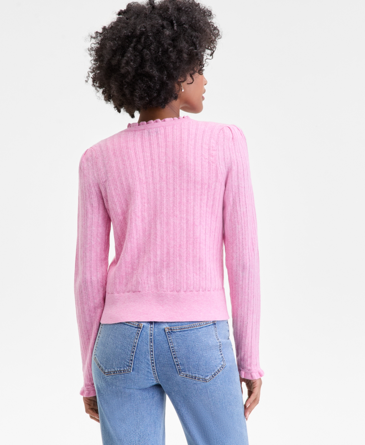 On 34th Women's Chunky Cable-knit Cardigan, Macy's Exclusive In Pink