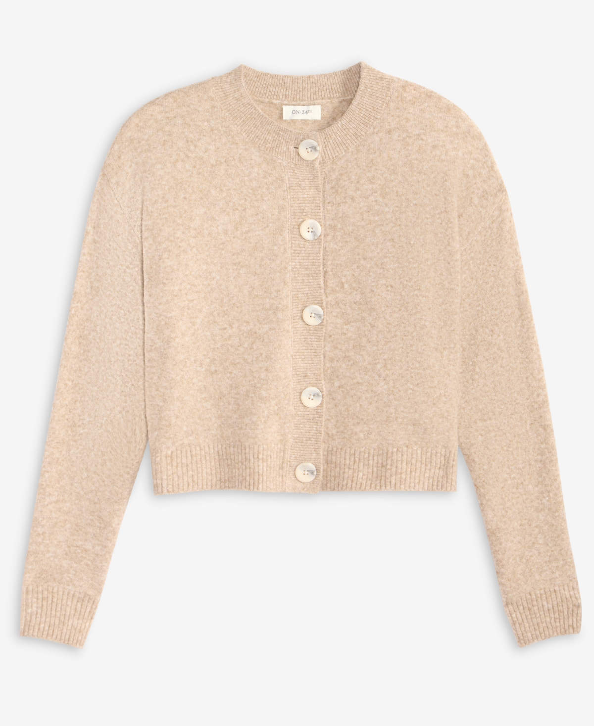 On 34th Women's Brushed Crewneck Cropped Cardigan, Macy's Exclusive In Neutral