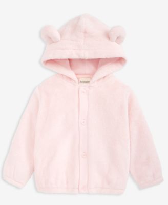 First Impressions - Baby Bear-Ear Hooded Faux-Sherpa Jacket