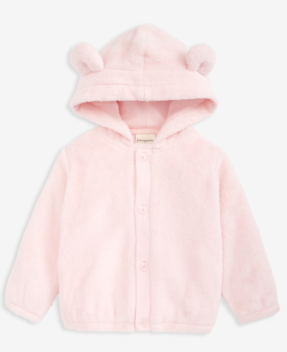 First Impressions Baby Bear-ear Hooded Faux-sherpa Jacket, Macy's Exclusive In Pink