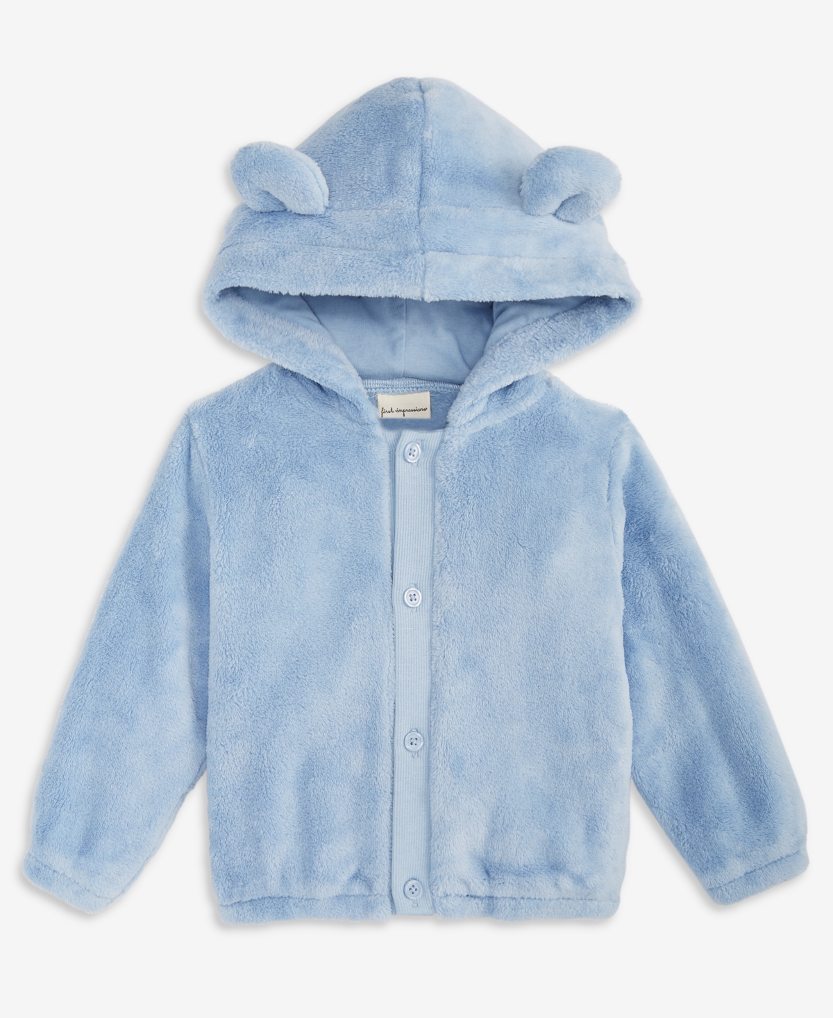 First Impressions Baby Bear-ear Hooded Faux-sherpa Jacket, Macy's Exclusive In Blue
