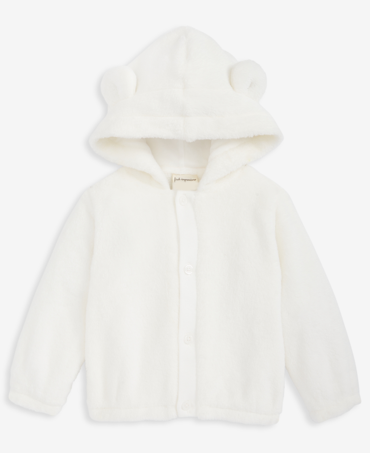 First Impressions Baby Bear-ear Hooded Faux-sherpa Jacket, Macy's Exclusive In White