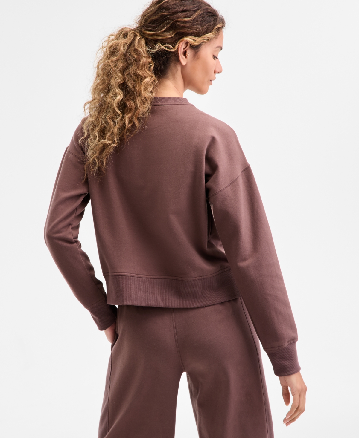 Id Ideology Women's Crewneck Vented-hem Sweatshirt, Macy's Exclusive In Brown