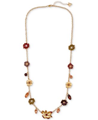 GUESS - Floral Charm Long Necklace