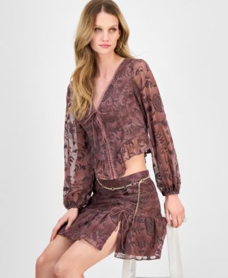 Women's Seiah Embroidered Blouson-Sleeve Blouse & Seiah Mini Skirt